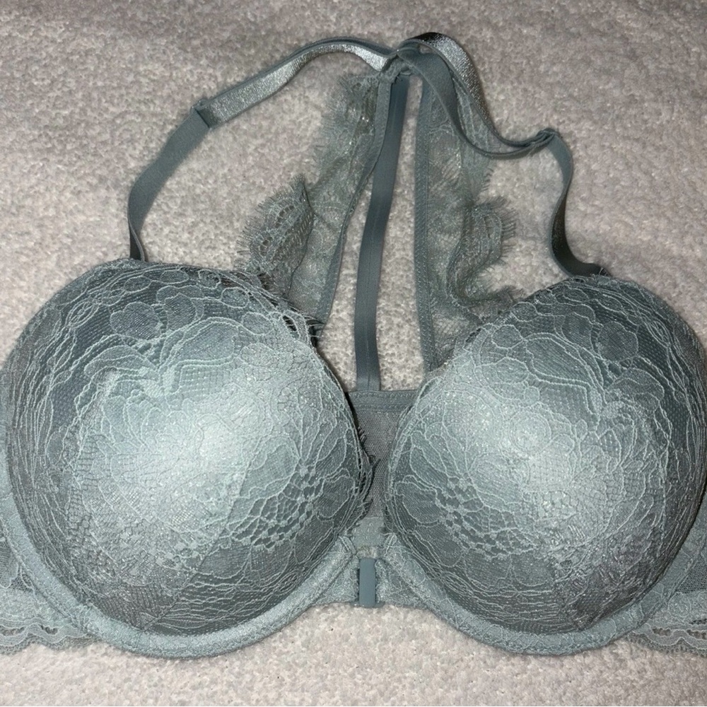 VS very sexy racerback shine rhinestone strap lace push up bra NWOT  34D mint